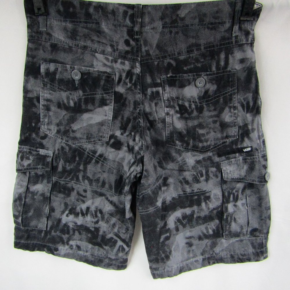 Vans Men's Black Gray Acid Wash Brand Graffiti Cargo Shorts | 32 - Picture 3 of 5